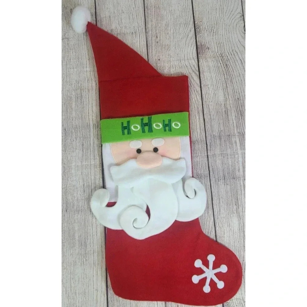 Ganz Santa Claus Christmas Stocking Red Green White Holiday 24"